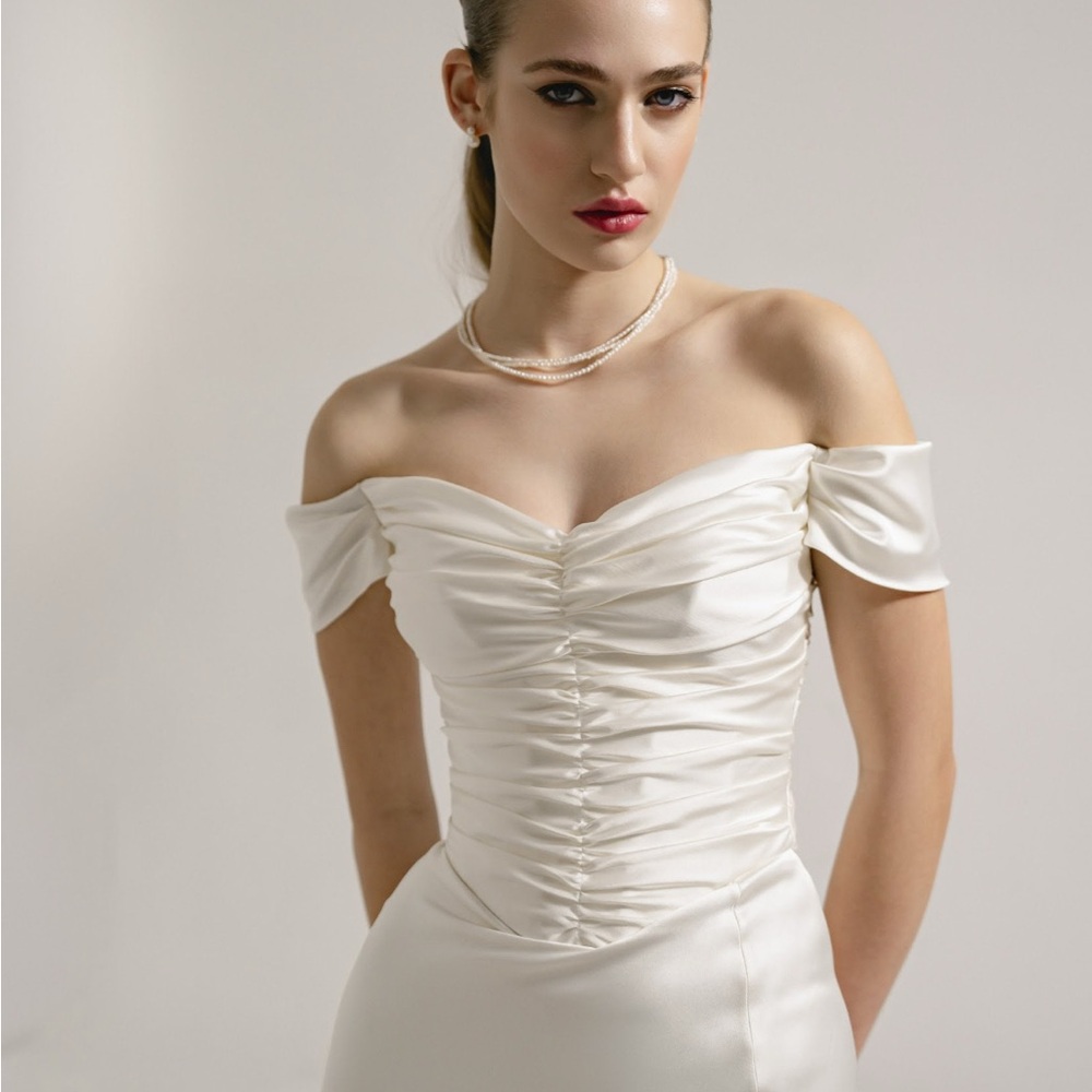 Elegant Off-Shoulder Cream Dress